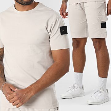 Black Industry - 009 Conjunto de camiseta y pantalón corto beige