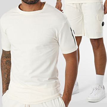 Black Industry - Conjunto de camiseta oversize y pantalón corto de jogging beige claro