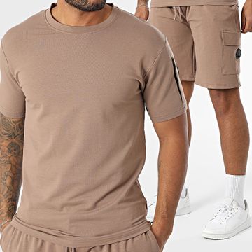 Black Industry - Conjunto de camiseta oversize y pantalón corto de jogging marrón