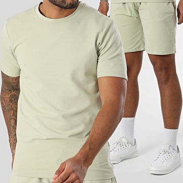 Black Industry - Conjunto de camiseta oversize y pantalón corto verde caqui claro
