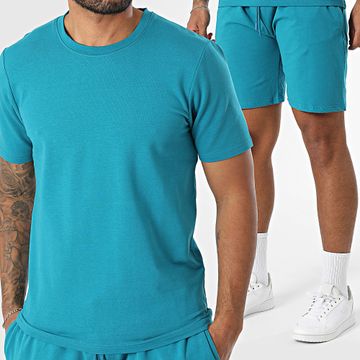 Black Industry - Conjunto de camiseta oversize y pantalón corto azul petróleo