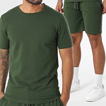 Black Industry - Conjunto de camiseta oversize y pantalón corto verde caqui
