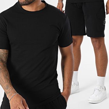 Black Industry - Conjunto de camiseta oversize negra y pantalón corto de jogging