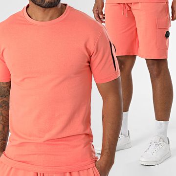 Black Industry - Conjunto de camiseta oversize y pantalón corto Salmón