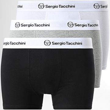 Sergio Tacchini - Juego de 3 calzoncillos bóxer 92892630 Negro Gris Heather Blanco
