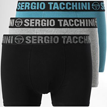 Sergio Tacchini - Juego de 3 calzoncillos bóxer 92893330 Negro Gris Heather Azul Petróleo