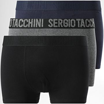 Sergio Tacchini - Juego de 3 calzoncillos bóxer 92892930 Negro Gris Brezo Azul Marino