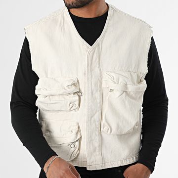 Uniplay - 69A Chaleco vaquero sin mangas beige claro