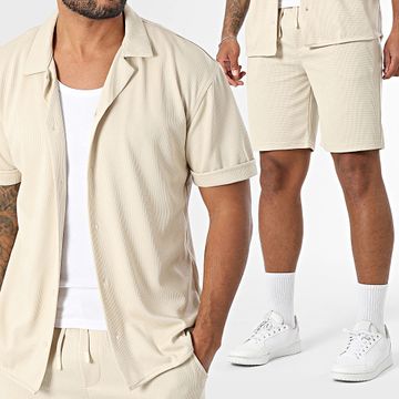 Classic Series - Conjunto de camisa de manga corta y pantalón corto Dove Beige
