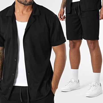 Classic Series - Conjunto de camisa negra de manga corta y pantalón corto Dove
