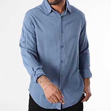 Classic Series - Camisa de manga larga King Blue Lino