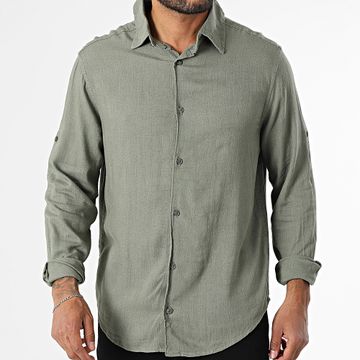 Classic Series - Camisa Manga Larga Lino Caqui Verde