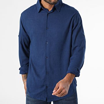 Classic Series - Camisa de manga larga Lino azul marino