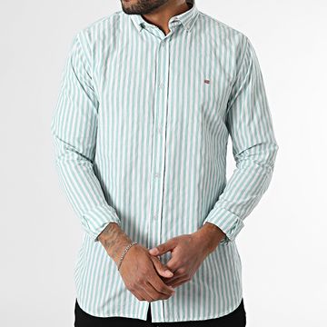 Geographical Norway - Camisa rayas manga larga 169 Verde Turquesa Blanco