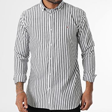 Geographical Norway - Camisa a rayas de manga larga 167 Negro Brezo Blanco