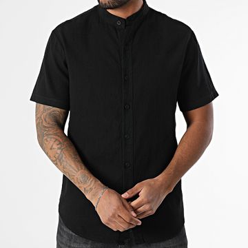 KZR - Camisa de manga corta Cuello de oficial 059 Negro