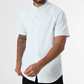 KZR - Camisa de manga corta Cuello de oficial 059 Azul claro