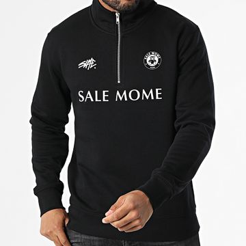 Sale Môme Paris - FC Teddy Bear Zip Neck Sweat Top Negro Blanco
