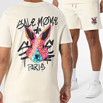 Sale Môme Paris - Conjunto de camiseta y pantalón corto Geomedrips Beige Rabbit