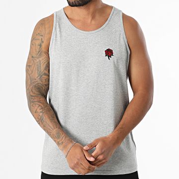 Luxury Lovers - Camiseta de tirantes Gris Bordado Rosas