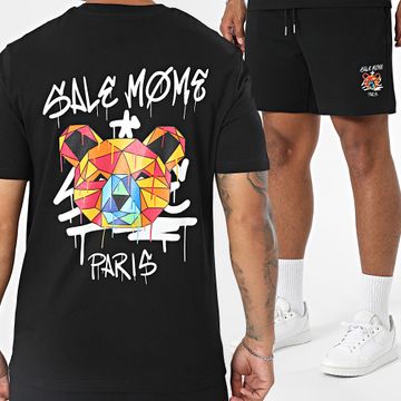 Sale Môme Paris - Conjunto de camiseta y pantalón corto Geomedrips Teddy Bear negro
