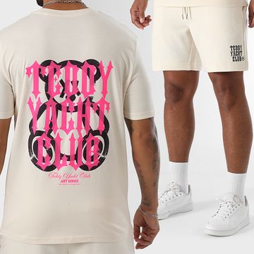 Teddy Yacht Club - Conjunto de camiseta y pantalón corto Street Roll rosa beige