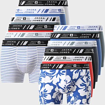 Jack And Jones - Juego De 12 Calzoncillos Azul Blanco Gris Rojo Estilo Hawaiano