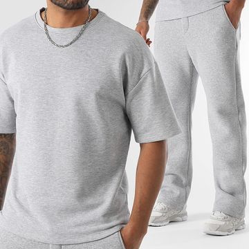 LBO - 1906 1357 Conjunto de camiseta y pantalón de chándal gris jaspeado