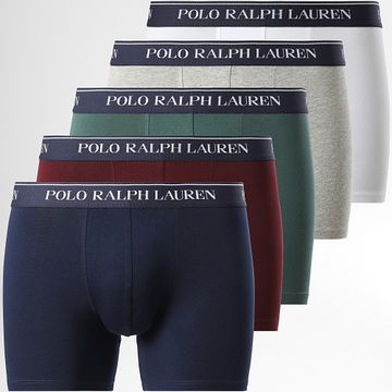 Polo Ralph Lauren - Juego de 5 bóxers azul marino verde oscuro burdeos gris jaspeado blanco
