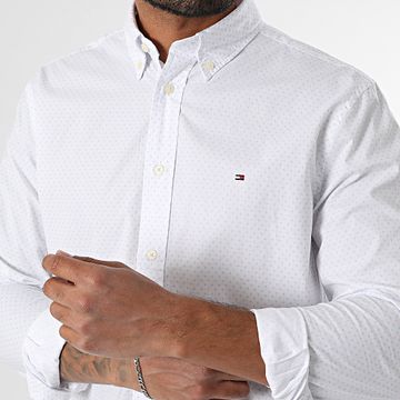 Tommy Hilfiger - Camisa Manga Larga Regular Fit Flex Poplin Fake Solid 9437 Blanca