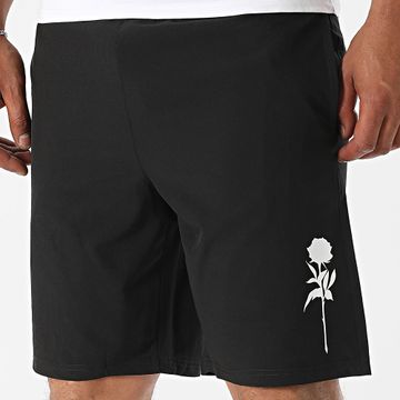 Luxury Lovers - Tech Roses Jogging Shorts Negro Blanco