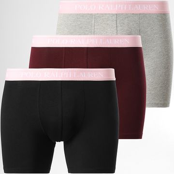Polo Ralph Lauren - Juego De 3 Calzoncillos Boxer Negro Heather Gris Burdeos