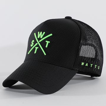 Watts - Trucker Tribe Cap Negro Carbón Verde Fluorescente
