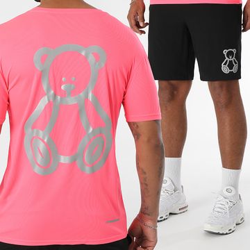Teddy Yacht Club - Conjunto de pantalón corto y maillot Basic Outline Reflective Pink