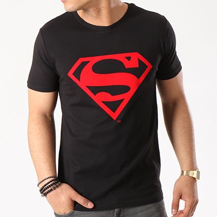 DC Comics - Camiseta Logo Superman Rojo Negro