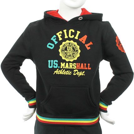US Marshall - Sudadera con capucha negra Typo Rasta de US Marshall para niños