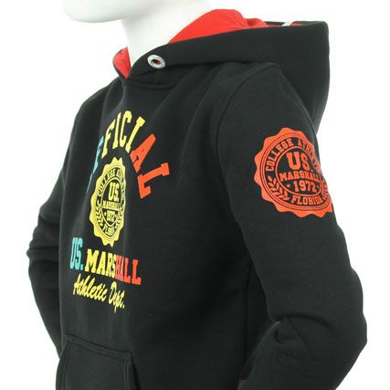 US Marshall - Sudadera con capucha negra Typo Rasta de US Marshall para niños