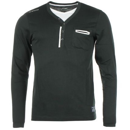 Jack And Jones - Tee Shirt Manches Longues Jack And Jones Greg Split Neck Noir