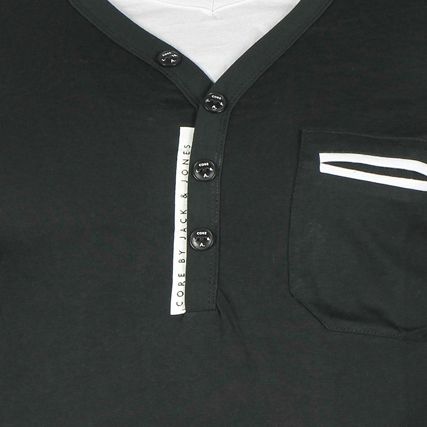 Jack And Jones - Tee Shirt Manches Longues Jack And Jones Greg Split Neck Noir