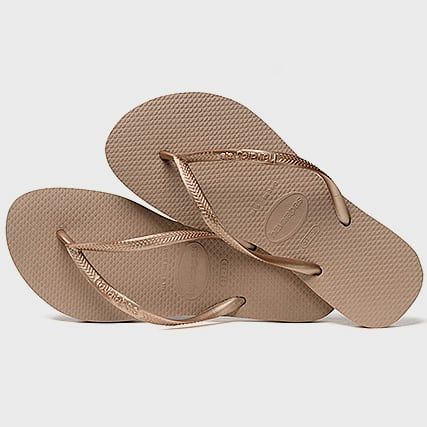 Havaianas - Chanclas de mujer Slim 4000030 Marrón claro