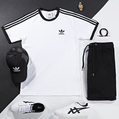 Adidas Originals - Camiseta 3 Rayas CW1203 Blanco Negro
