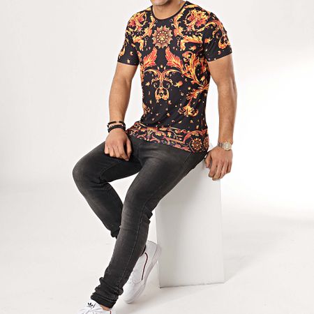 John H - Tee Shirt TSM-14 Noir Jaune Renaissance 