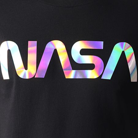 NASA - Camiseta Logo Gusano Iridiscente Negra