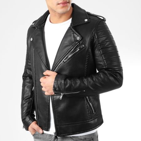 LBO - Chaqueta de piel sintética 79717 Negro Plata