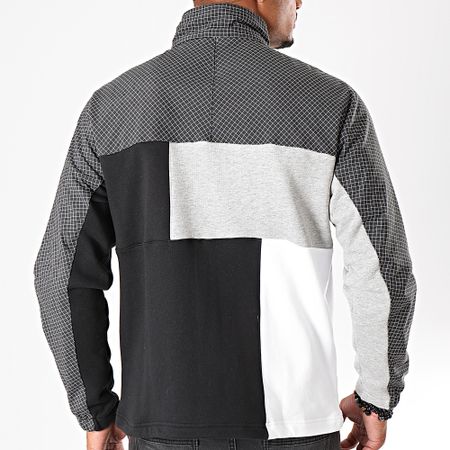 Adidas Originals - Chaqueta Con Cremallera De Rayas Y Cuadros ASYMM ED5521 Negro Gris Blanco Jaspeado