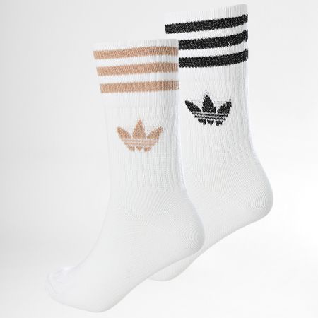 Adidas Originals - Pack De 2 Pares De Calcetines De Corte Medio Con Purpurina ED5907 Brillo Blanco