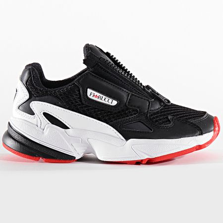 Adidas Originals - Falcon Zip EF3644 Zapatillas Mujer Core Black Calzado Blanco Rojo