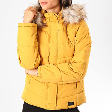 Only - Anorak de Piel Mujer Kammi Amarillo Mostaza