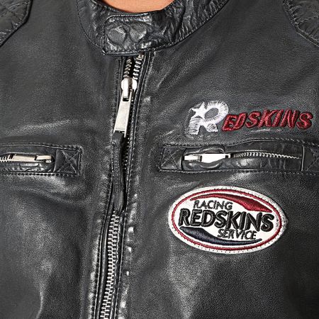 Redskins - Veste En Cuir A Bandes Rafter Calista Bleu Marine