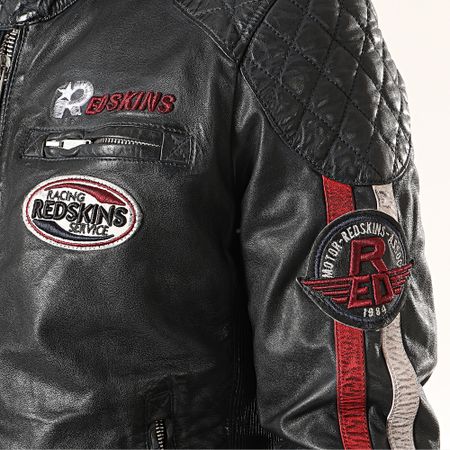 Redskins - Veste En Cuir A Bandes Rafter Calista Bleu Marine